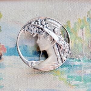 Sterling Victorian Woman Brooch/Charm